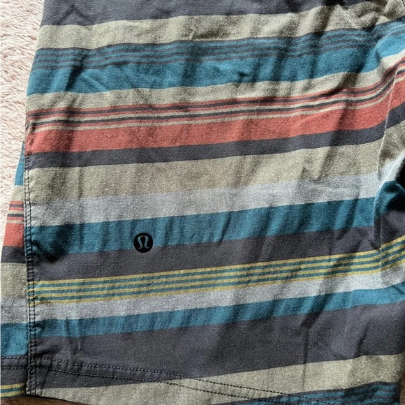 Lululemon Mens Striped Shorts Blue‎ Red Gray Size 30 - Picture 3 of 10